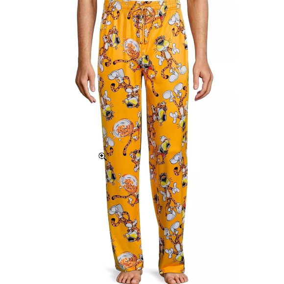 Cheetos‎ Pajama Lounge Sleep Pants Chester Cheetah Orange Drawstring Small 28 30 - Picture 1 of 3